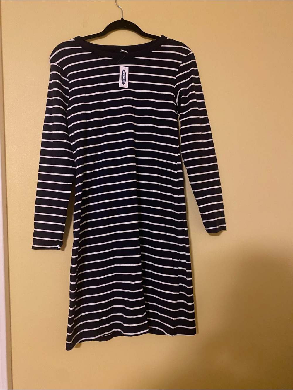 Old Navy Navy and White Stripe Long Sleeve Women’s Dress